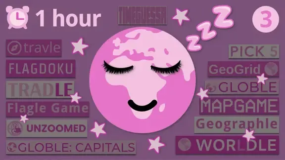 This is the thumbnail for the video titled 'Geography games to help you sleep #3'