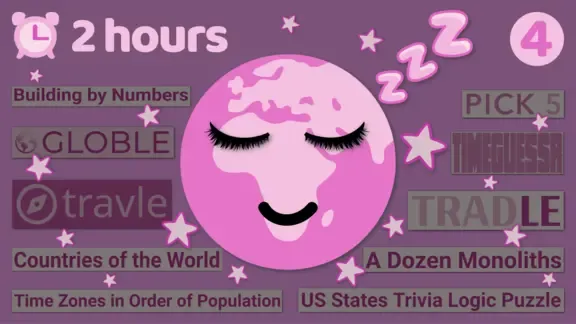 This is the thumbnail for the video titled '[2 Hours] Geography games to help you sleep #4'