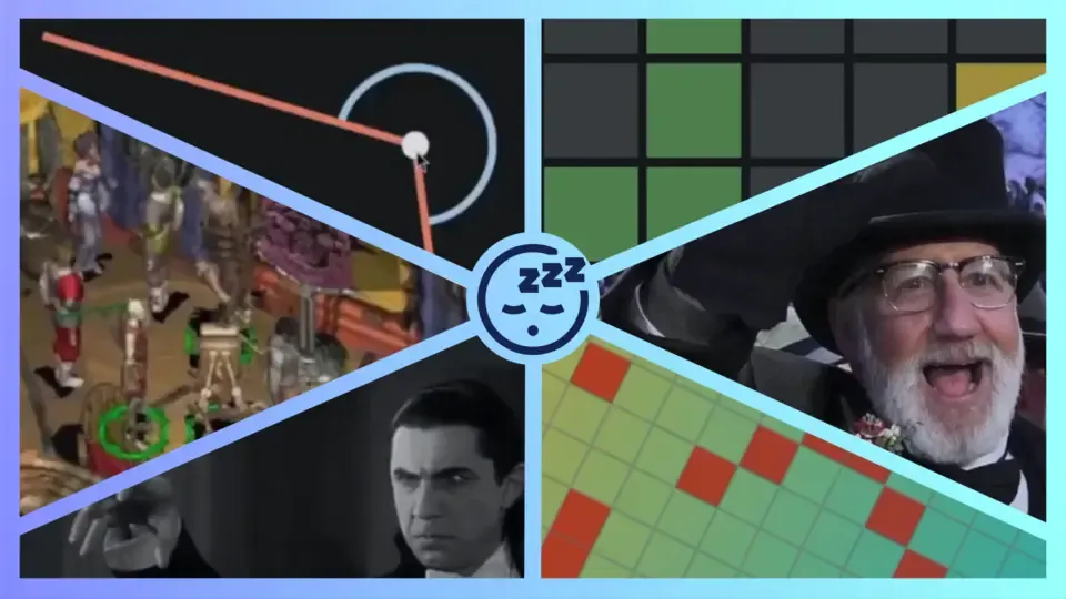 This is the thumbnail for the video titled 'Daily games to fall asleep to'