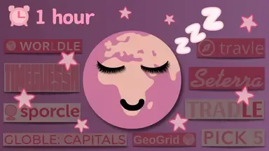 This is the thumbnail for the video titled 'Geography games to help you sleep'
